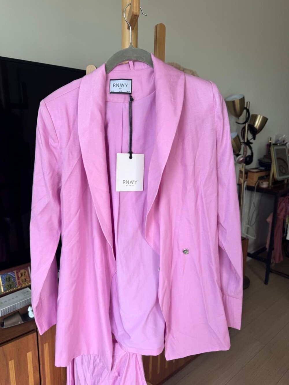 Runaway The Label Lily Pink Satin Blazer Pants Set XS